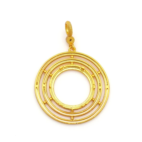 Altın Kaplama İmitasyon Ajda Model Yarım Çerçeve  İçi Boş Kolye Ucu TGR-730 - Resim 2