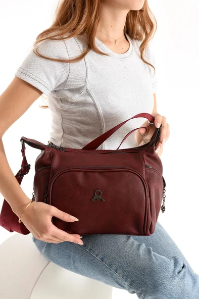 Kadın Postacı Çanta Çapraz Askılı Suni Deri Omuz Çantası 32*22 Cm Mega Günlük Omuz Çantası - Resim 2