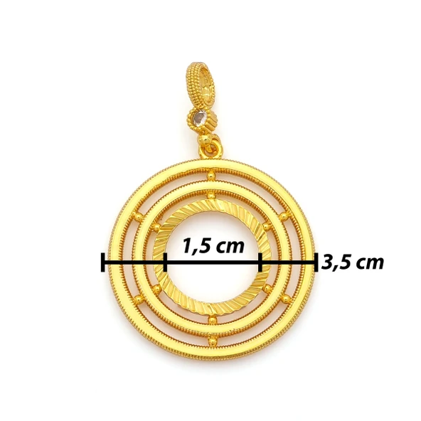 Altın Kaplama İmitasyon Ajda Model Çeyrek Çerçeve İçi Boş Kolye Ucu TGR-733 - Resim 3