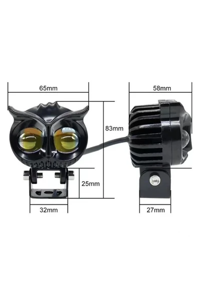 2.5 Inç Motosiklet Far Led Spot Beyaz Sarı Sürüş Lambası Iki Renk Baykuş Farlar 12v-20v - 4