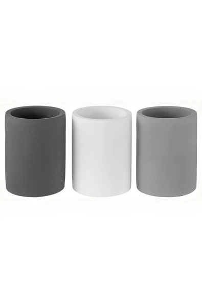 Dekoratif Beton Kalemlik 3’lü Set | Minimalist Organizer, Vazo, Saksı ve Diş Fırçalık - 5