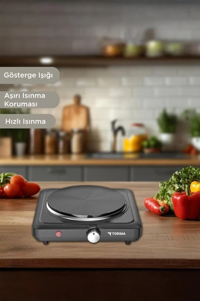 Torima TEH-01 Siyah Termostatlı Ayarlanabilir Tekli Elektrikli Ocak - Resim 4
