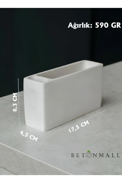 El Yapımı Beton Gri Alçı Peçetelik | Minimal Masa ve Mutfak Dekoru | Kafe & Bar İçin - 10