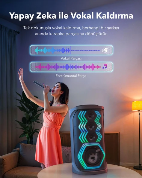 Anker Soundcore Rave 3 AI Karaoke Bluetooth Hoparlör - A31A3 - 6