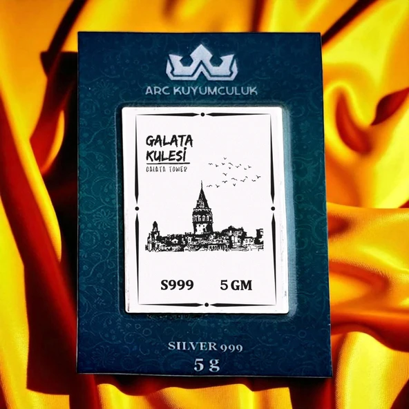 Tarih ve Zarafetin Simgesi Olan Galata Kulesi Temalı Hediyeye Özel 999 Ayar Gümüş Külçesi-669