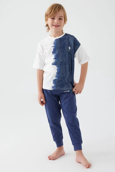 U.S. Polo Assn 1339 Garson İntense Creams Erkek Çocuk Kısa Kol Pijama Takım - 3