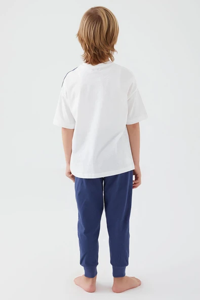 U.S. Polo Assn 1339 Garson İntense Creams Erkek Çocuk Kısa Kol Pijama Takım - 5