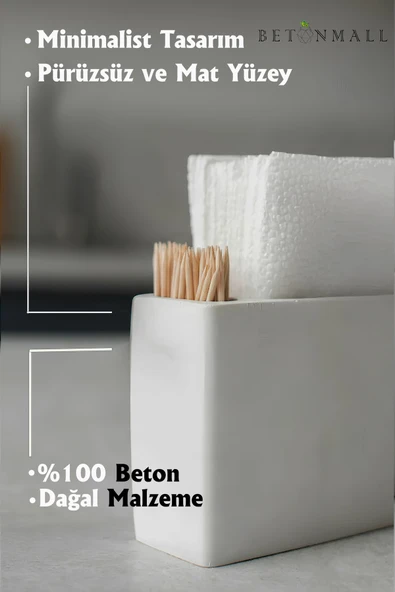 El Yapımı Beton Gri Alçı Peçetelik | Minimal Masa ve Mutfak Dekoru | Kafe & Bar İçin - 9