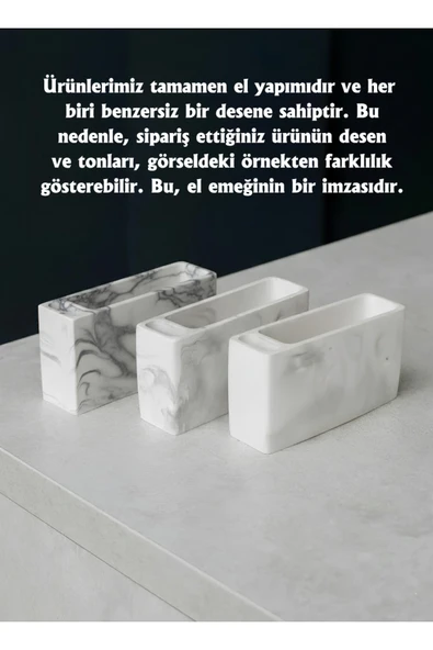 El Yapımı Beton Gri Alçı Peçetelik | Minimal Masa ve Mutfak Dekoru | Kafe & Bar İçin - 5