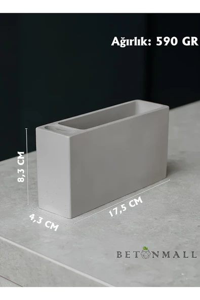 El Yapımı Beton Gri Alçı Peçetelik | Minimal Masa ve Mutfak Dekoru | Kafe & Bar İçin - 4