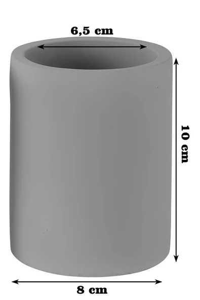 Dekoratif Beton Kalemlik 3’lü Set | Minimalist Organizer, Vazo, Saksı ve Diş Fırçalık - 7