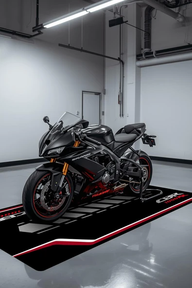 CBR 1000RR Motor Matı Süngerli Kaymaz Dot Taban Dijital Baskı Motor Halısı MTR0007 RENKLİ 120 X 260 - 1