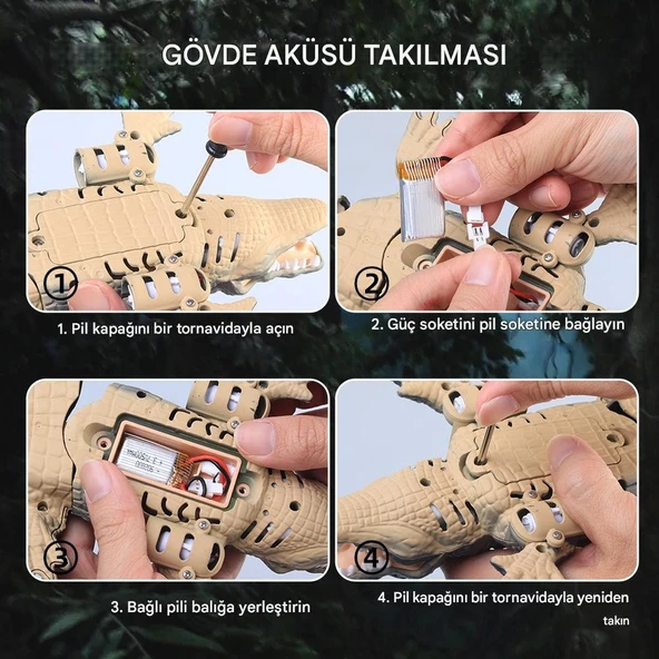 Uzaktan Kumandalı Şarjlı Yüzen Timsah - Kahverengi - 5