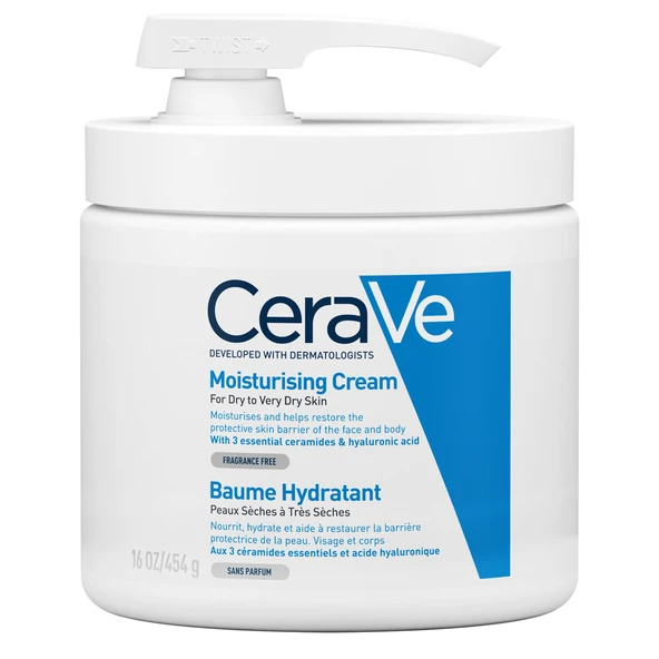 CeraVe Kuru Ciltler İçin Nemlendirici Krem 454g (POMPALI) ürün görseli