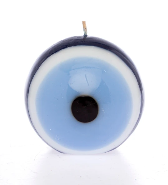 Nazar Boncuğu Yuvarlak Mum - Orta