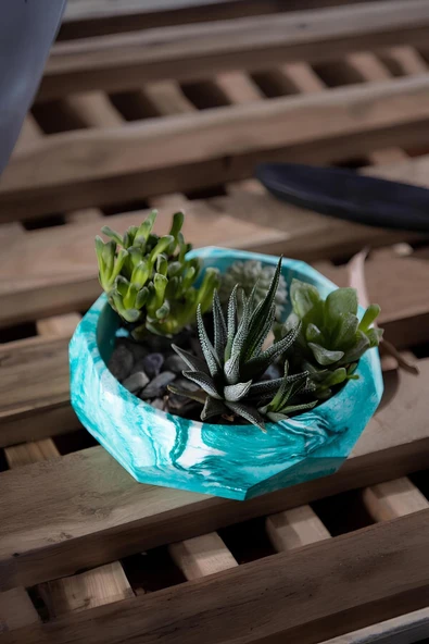 Çok Amaçlı El Yapımı Fasetli Beton Kase/Tabak | Sukulent Saksısı, Meyvelik ve Dekoratif Sunum Tabağı - 10