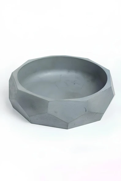 Çok Amaçlı El Yapımı Fasetli Beton Kase/Tabak | Sukulent Saksısı, Meyvelik ve Dekoratif Sunum Tabağı - 8