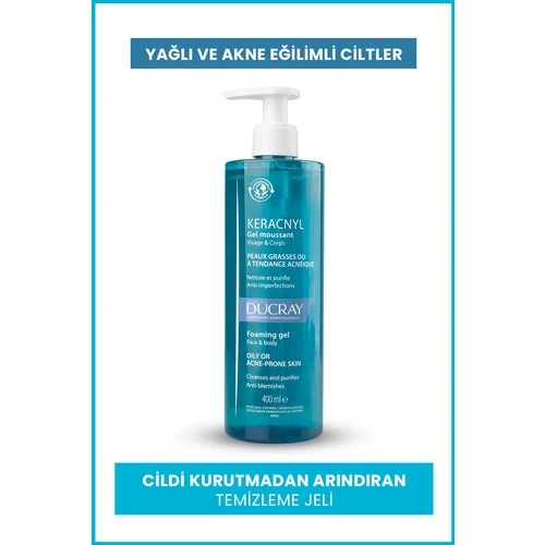 Ducray Keracnyl Gel Moussant Cilt Temizleme Fırça Hediyeli 400 ml ürün görseli