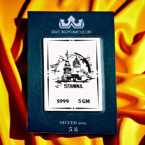 Tarih ve Kültürün Simgesi Olan İstanbul Temalı Hediyeye Özel 999 Ayar Gümüş Külçesi-671