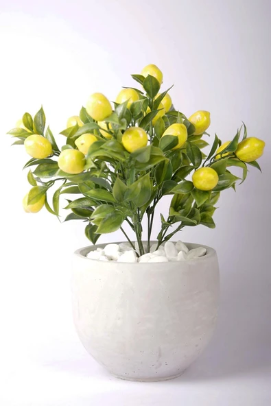 Yapay Limon Ağacı Tanzimi Beton Saksıda Yapay Çiçek Yapay Bitki - 6