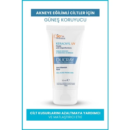 Ducray Keracnyl Akneye Eğilimli Ciltler İçin Leke Karşıtı Güneş Koruyucu UV SPF50+ 50 ml ürün görseli