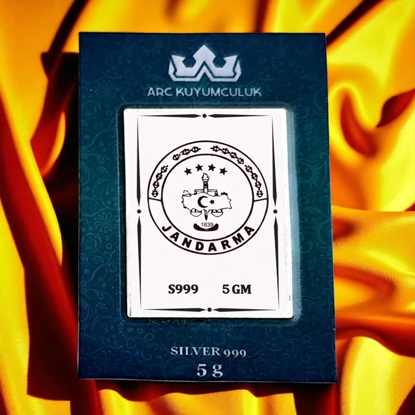 Güvenlik ve Disiplini Simgeleyen Jandarma Temalı Hediyeye Özel 999 Ayar Gümüş Külçesi-672
