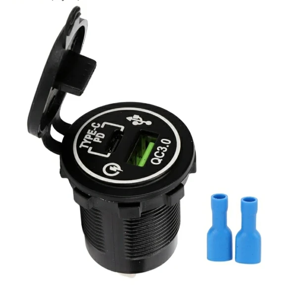 Oto Çakmaklık Şarj Soketi Marine Pano Tip 2 USB QC 3.0 Type-C PD Hızlı Şarj 12-24v - 2