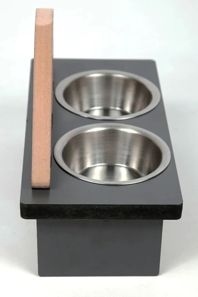 Bıyıklı Kedi Tasarımlı Ahşap Kedi Mama Kabı Standı Köpek Su Kabı - 5