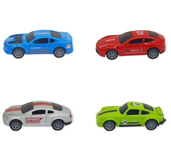 Çek Bırak Metal Küçük Arabalar 4'lü 8 cm - Yarış Arabaları - Resim 3