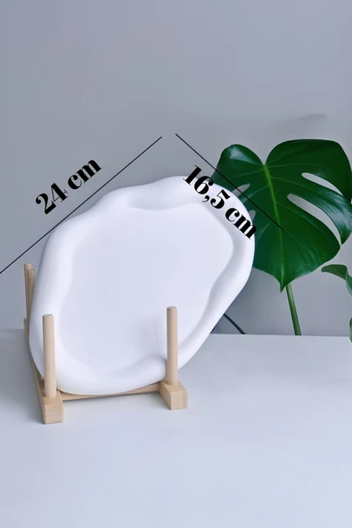 Bulut Desenli Beton Tabak | Minimal Takı ve Anahtar Tabağı | Dekoratif Sunum Tepsisi 24 cm - 6