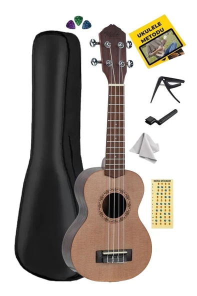 Midex SPA-231 Ladin Venge Ağacı Kaliteli Soprano Ukulele Seti