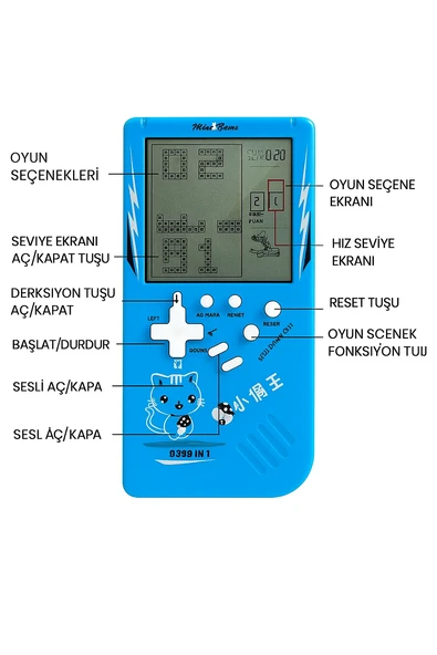 9999 in 1 Brain Game  Renkli Retro El Oyun Konsolu Oyun       Makinesi - 3