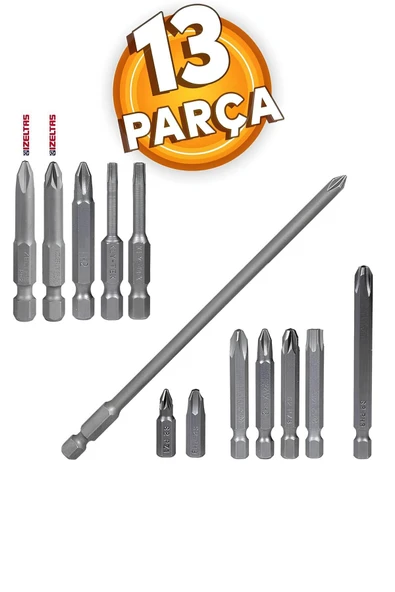 - Klytek Matkap Bits Uç Vidalama Ucu Düz Yıldız Torx Uçları Seti (13 PARÇA) - 1