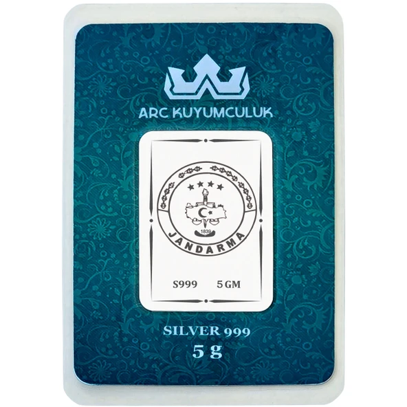 Güvenlik ve Disiplini Simgeleyen Jandarma Temalı Hediyeye Özel 999 Ayar Gümüş Külçesi-672 ürün görseli
