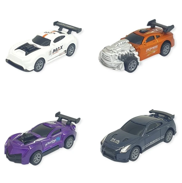 Çek Bırak Metal Küçük Arabalar 4'lü 8 cm - Yarış Arabaları