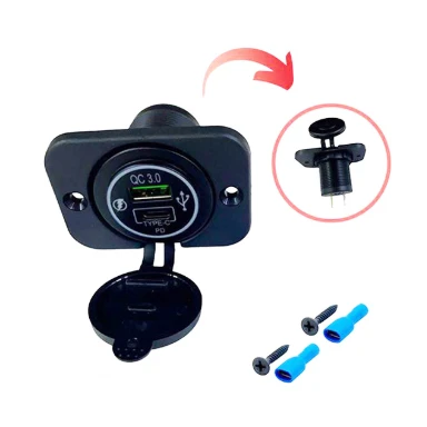 Oto Çakmaklık Şarj Soketi Marine Pano Tip 2 USB QC 3.0 Type-C PD Hızlı Şarj 12-24v - 7