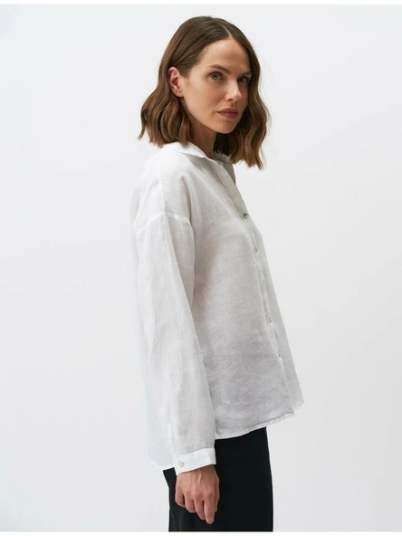 Jımmy Key Keten Kadın Gömlek 24SHOPYKTN - Resim 4