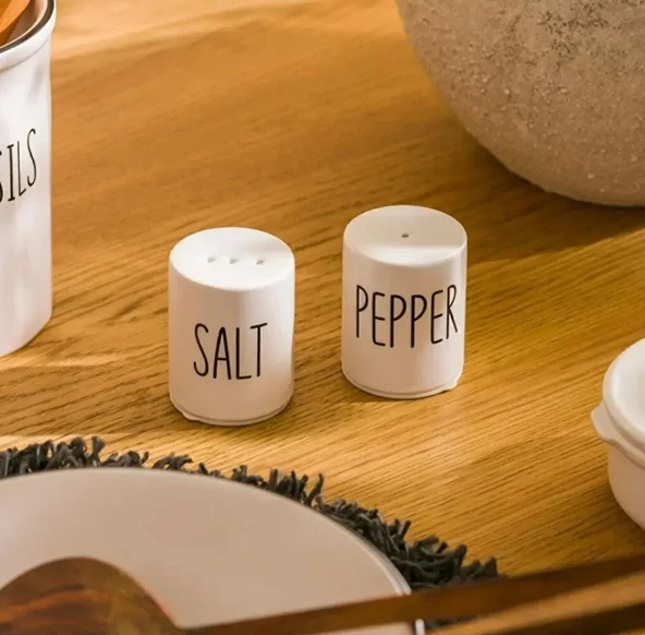 Baskılı Seramik Tuzluk ve Biberlik - 4