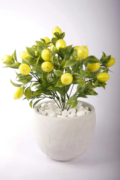 Yapay Limon Ağacı Tanzimi Beton Saksıda Yapay Çiçek Yapay Bitki - 2