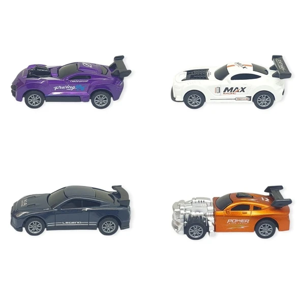 Çek Bırak Metal Küçük Arabalar 4'lü 8 cm - Yarış Arabaları - 2