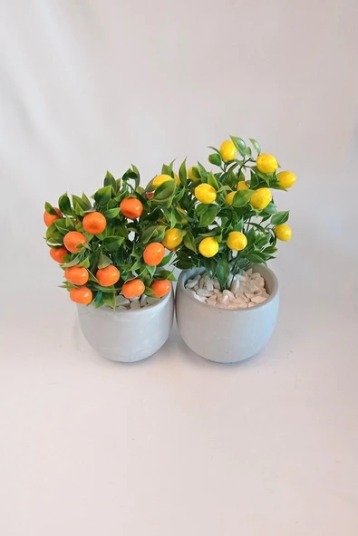 Yapay Ağaç Beton Saksıda Dekoratif Limon Ve Portakal Ağacı Tanzimi - 5