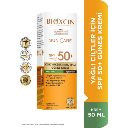 Bioxcin Sun Care Güneş Kremi Yağlı Ciltler SPF50+ 50 ml ürün görseli