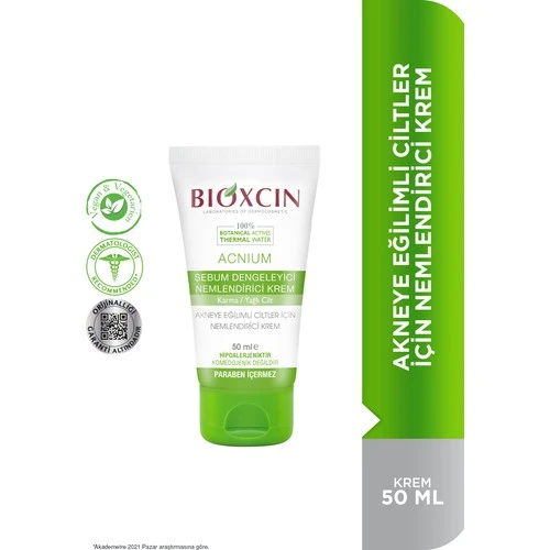 Bioxcin Acnium Sebum Dengeleyici Nemlendirici Krem 50 ml - Resim 3
