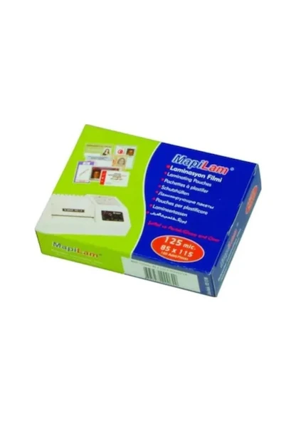 Mapilam Laminasyon Filmi Büyük Kimlik 125 Mic.85X115 Parl.100 Ad. A4 DEĞİLDİR