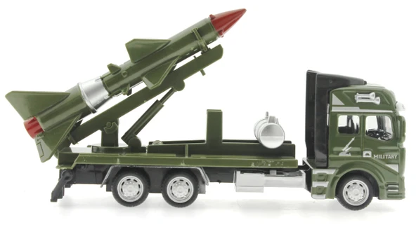 Sürtmeli Die Cast Metal Füze Rampalı Askeri Kamyon - 3