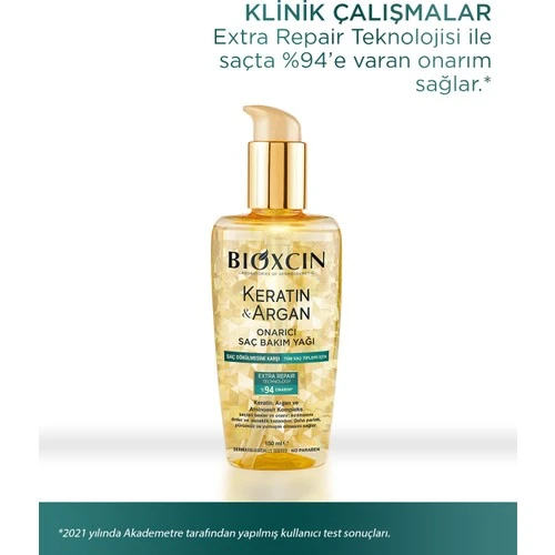 Bioxcin Saç Bakım Yağı Onarıcı Keratin  Argan 150 ml - Resim 5
