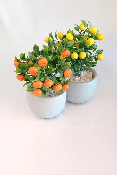 Yapay Ağaç Beton Saksıda Dekoratif Limon Ve Portakal Ağacı Tanzimi - 2