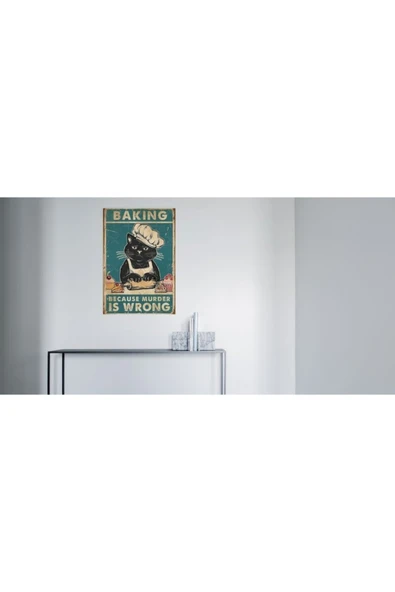 Baking Temalı Dekoratif Poster Ahşap Retro Tablo - 3