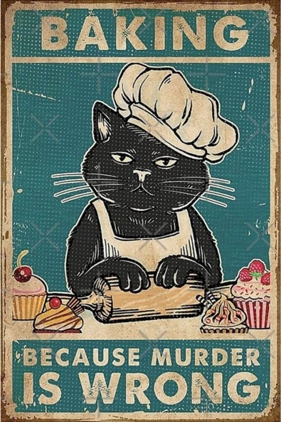 Baking Temalı Dekoratif Poster Ahşap Retro Tablo - 1