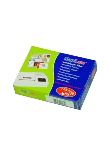 Mapi Laminasyon Filmi Kimlik 125Mic.65 X 95 mm Parlak 100 Ad küçük A4 Değildir